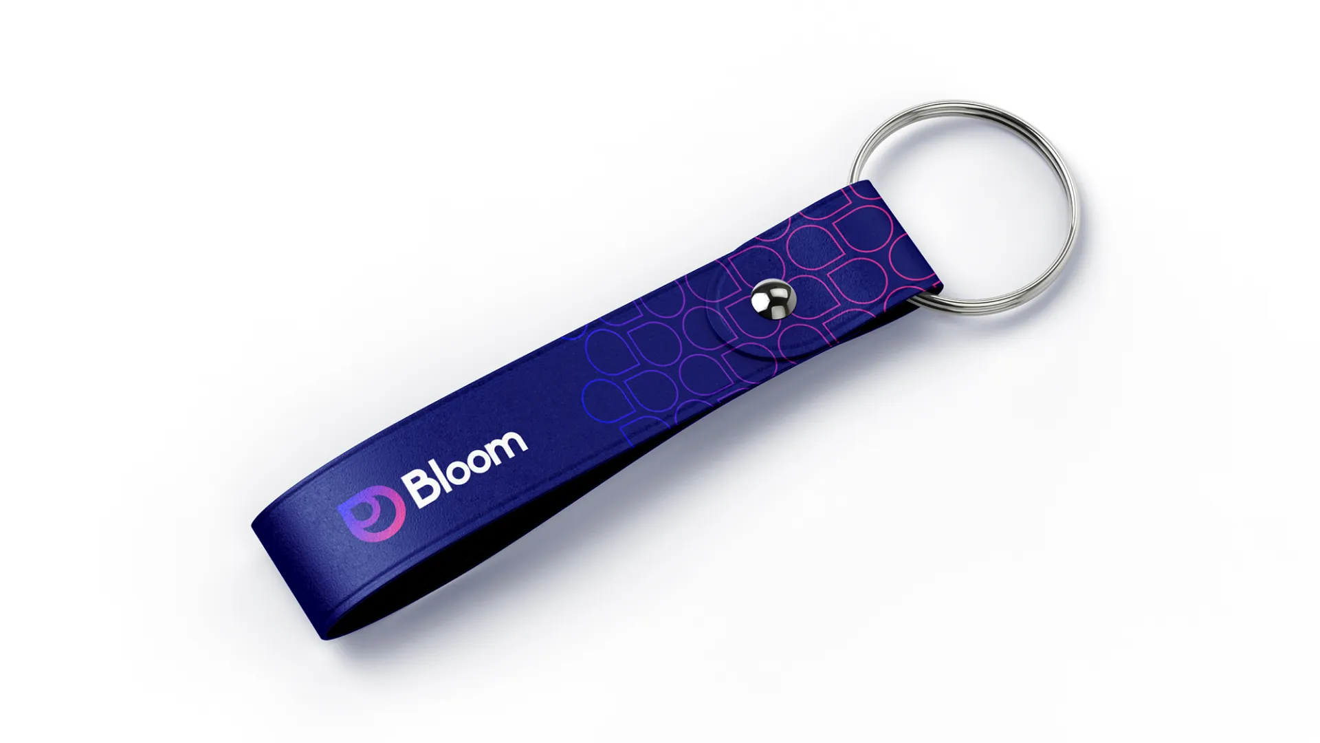 Bloom logo on keychain mockup