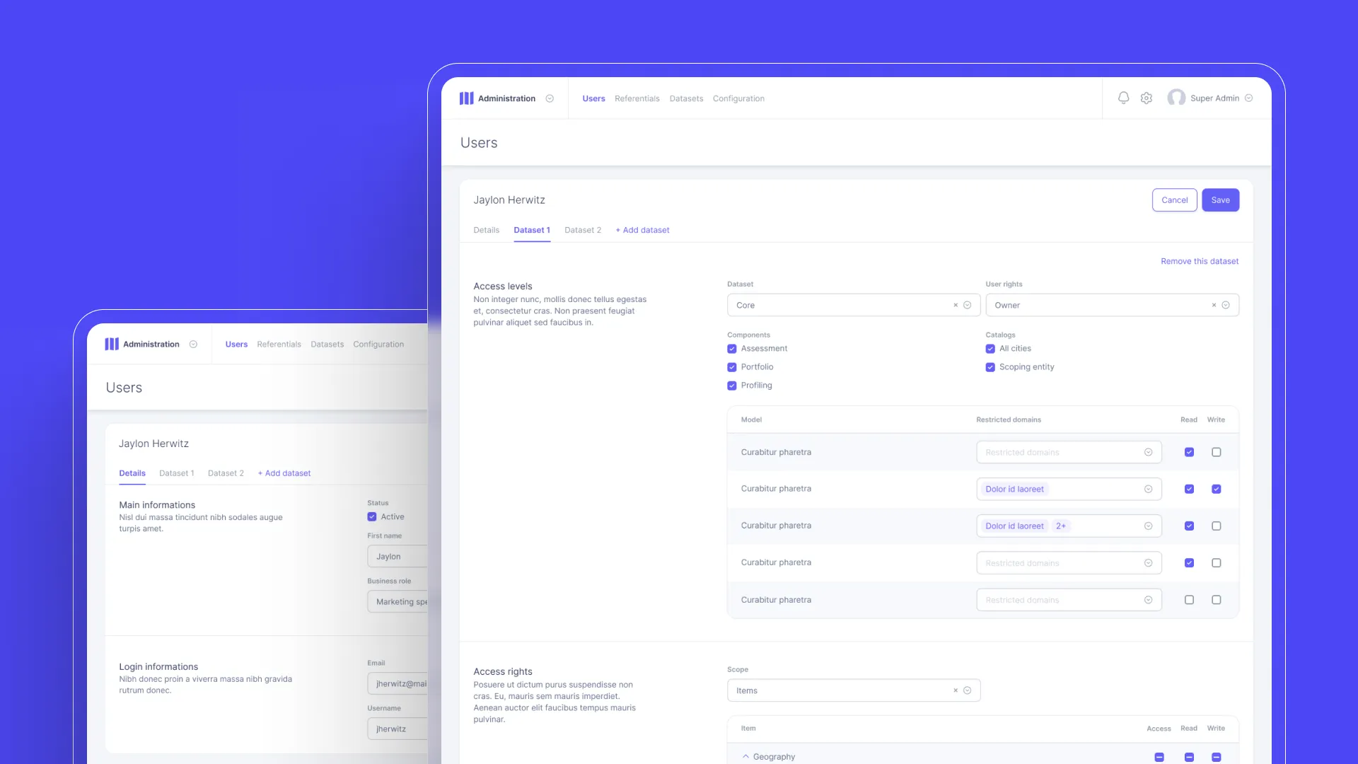 Bloom admin interface - user settings