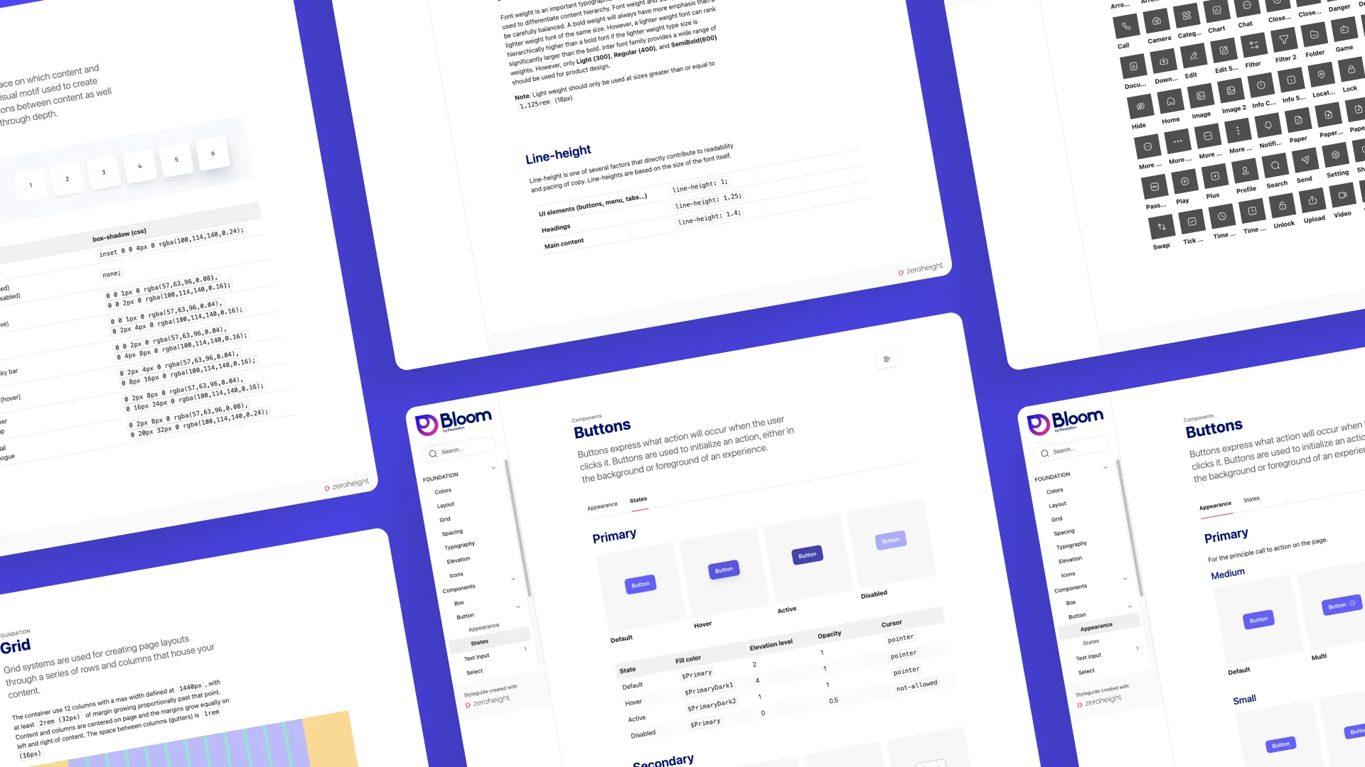 Bloom design system documentation on Zeroheight